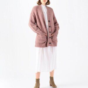 Isabel Marant Dusty Rose Wool Knit Longline Cardigan Sz S